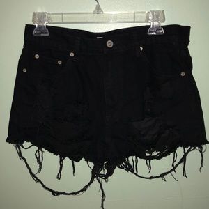 Ripped black jean shorts